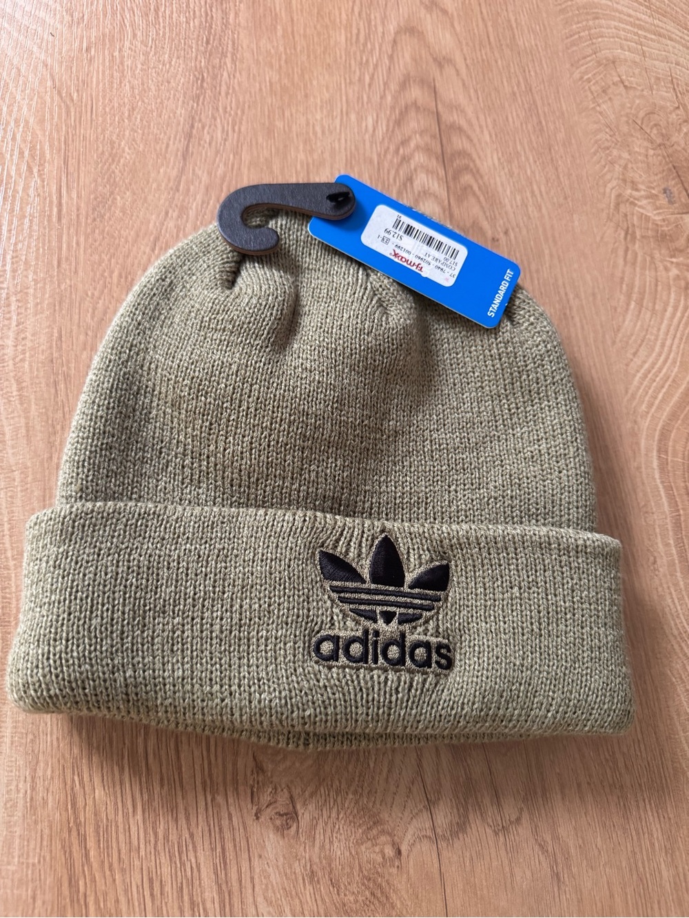T.J.Maxx Olive Knit Beanie with Black Adidas Trefoil